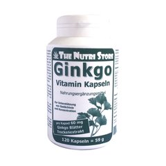 Экстракт гинкго билоба, 60 мг, в капсулах, 120 шт, The Nutri Store, 120 шт