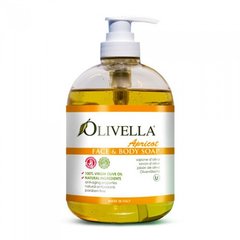 Рідке мило для обличчя і тіла Абрикос на основі оливкової олії, 500 мл, Olivella