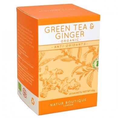 Зеленый чай с имбирем органический пакетированный, 20 фильтр-пакетов, Natur Boutique, 20 шт