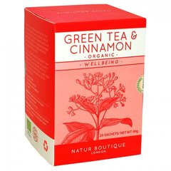 Зелений чай з корицею органічний пакетований, 20 фільтр-пакетів, Natur Boutique, 20 шт