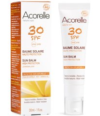 Сонцезахисний бальзам для обличчя SPF 30 органічний, 30 мл, Acorelle