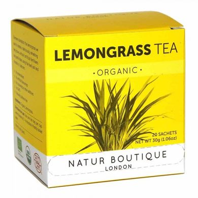 Трав'яний чай органічний пакетований Лемонграс, 20 фільтр-пакетів, Natur Boutique, 20 шт