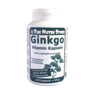 Экстракт гинкго билоба, 60 мг, в капсулах, 120 шт, The Nutri Store, 120 шт