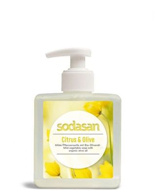 Органическое Мыло Citrus-Olive жидкое, антибактериальное, с цитрусовым и оливковым маслами, 300 мл, Sodasan