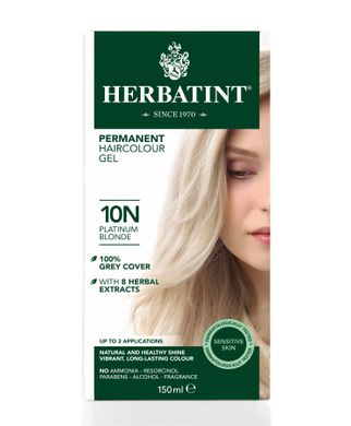 Краска для волос 10N ПЛАТИНОВЫЙ БЛОНД, 150 мл, Herbatint, Платиновий блонд