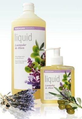Органическое жидкое мыло Lavender-Olive успокоительное, с лавандовым и оливковым маслами, 300 мл, Sodasan