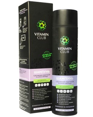 Шампунь для нормальных и поврежденных волос с растительным кератином и маслом авокадо, 250 мл, VitaminClub