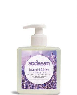 Органическое жидкое мыло Lavender-Olive успокоительное, с лавандовым и оливковым маслами, 300 мл, Sodasan
