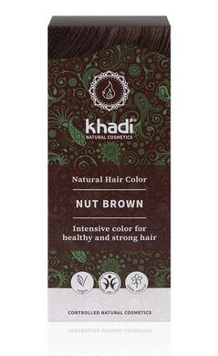 Органічна фарба для волосся Nut Brown, Горіхово-коричневий, Khadi