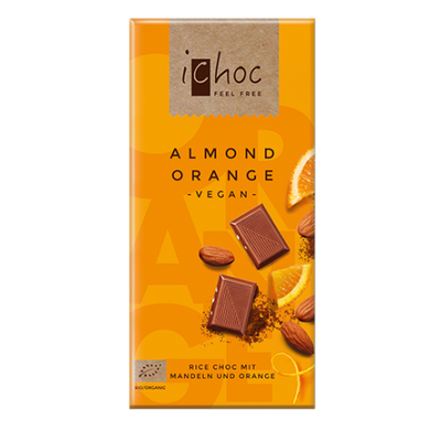 Шоколад Миндаль-Апельсин органический, 80г, iChoc