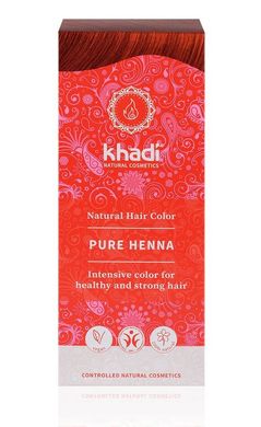 Органічна фарба для волосся Чистий Хна, Червоний, Khadi