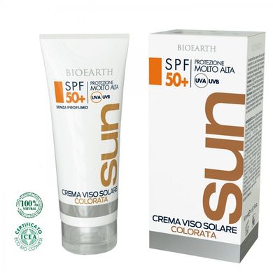 Тонуючий крем для обличчя SPF 50, 50мл, Bioearth SUN