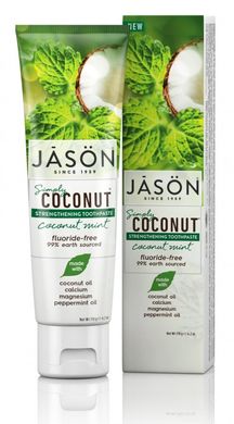 Зубная паста без фтора Укрепляющая с маслом кокоса Simply Coconut, 119 г, Jason Natural Cosmetics