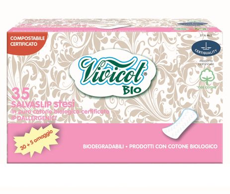 Щоденнi прокладки, без iндивiдуальної упаковки, 35 шт, Vivicot Bio, 35 шт