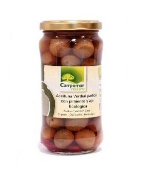 Оливки с красным перцем и чесноком органические, 350г, Campomar Nature