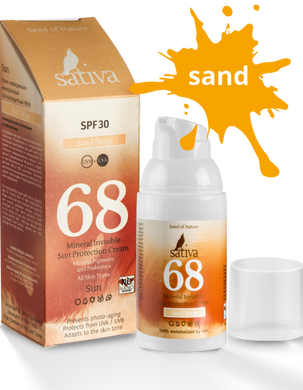 Крем Невидимий мінеральний сонцезахисний №68 Sand Beige, 30мл, Sativa