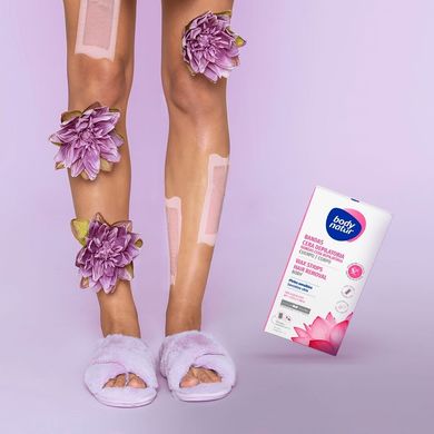 Восковые полоски для депиляции тела для чувствительной кожи с экстрактом цветка лотоса Wax Strips for Body Sensitive Skin, 16 полосок + 2 салфетки, Body Natur, 16 + 2 шт