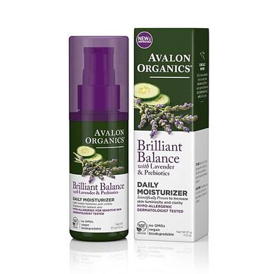 Дневное увлажняющее средство с экстрактами лаванды, огурца и пребиотиками, 57 г, Avalon Organics