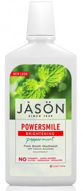 Ополаскиватель для полости рта полирующий эмаль Powersmile с маслом перечной мяты, 473мл, Jason Natural Cosmetics