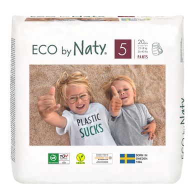 Эко подгузники-трусики размер 5 Junior, от 12 до 18 кг, 20 шт, ECO BY NATY, 20 шт