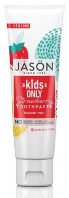 Дитяча зубна паста полунична, без фтору, 160 г, Jason Natural Cosmetics