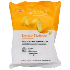 Очищаючі серветки для обличчя детокс з вітаміном С, биофлавоноидами лимону і екстрактом білого чаю, 30шт, Avalon Organics, 30 шт