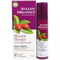 Нічний крем проти зморшок з коензимом Q10 і маслом шипшини, 50г, Avalon Organics
