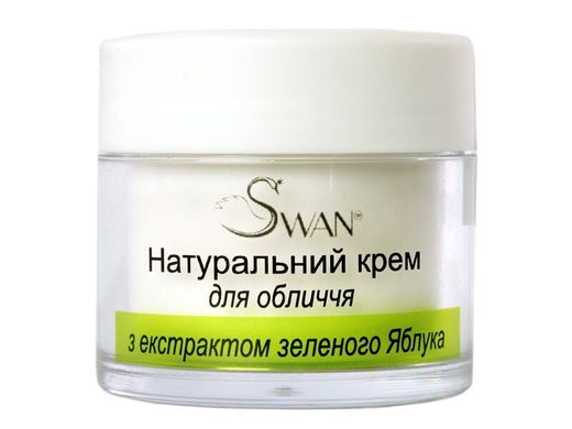 Натуральний крем для обличчя з екстрактом зеленого Яблука для сухого типу шкіри, 50 мл, Swan