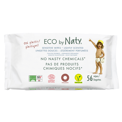 Органичесие детские салфетки для чувствительной кожи Scented Wipes с легким запахом, 56 шт, ECO BY NATY, 56 шт
