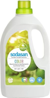 Органическое Жидкое средство Color для стирки цветных и черных вещей, со смягчителем воды (от 30°), 1,5 л, Sodasan