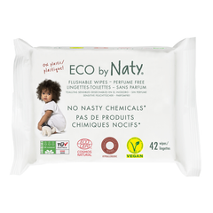 Органічні дитячі серветки Flushable Wet Wipes з легким запахом, що змиваються, 42 шт, ECO BY NATY, 42 шт
