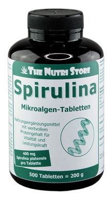 Спирулина из микроводорослей, веган, 400 мг, 500 шт, The Nutri Store, 500 шт
