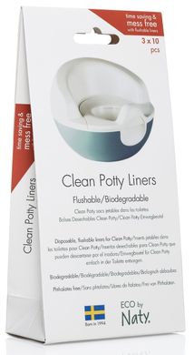 Эко смывающиеся вкладыши для детского горшка Clean Potty Flushable Bags из 100% биоразлагаемой пленки, 30 шт, ECO by NATY, 30 шт