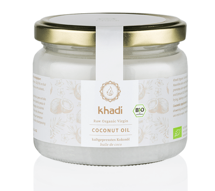 Органічне кокосове масло для волосся і вживання в їжу Bio Coconut Oil, першого холодного пресування, нерафінована, 250 мл, Khadi