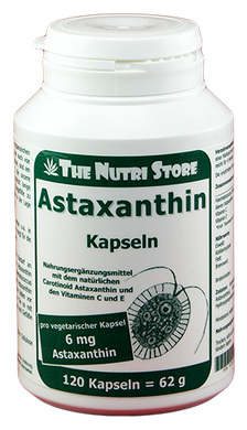 Астаксантин, 6 мг, Вегетарианская капсулы, 120 шт, The Nutri Store, 120 шт