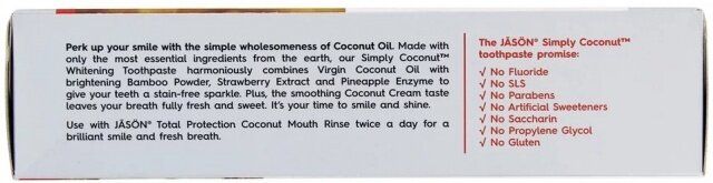 Відбілююча зубна паста без фтору з маслом кокосу Simply Coconut, 119 г, Jason Natural Cosmetics