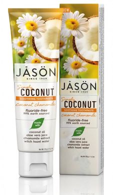 Зубна паста, що загоює з маслом кокосу Simply Coconut, без фтору, 119 г, Jason Natural Cosmetics