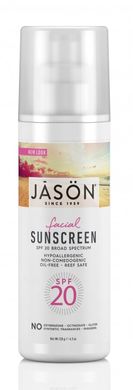 Натуральное солнцезащитное средство широкого спектра для лица SPF 20, Jason Natural Cosmetics